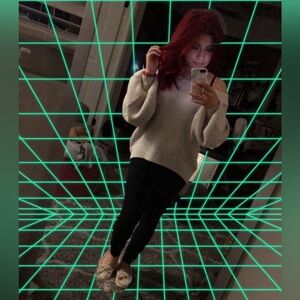 Off the shoulder knit top  bubble sleeves sz S/M